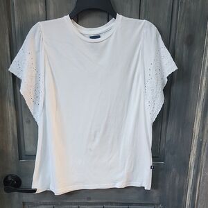 GAP White Eyelet Sleeve Short Sleeve Top